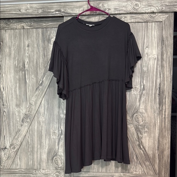Earthbound Brand Women's Dark Gray Ruffle Sleeve Dress - Picture 1 of 4